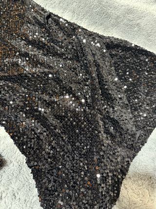 Vestido lentejuelas mango negro/plata