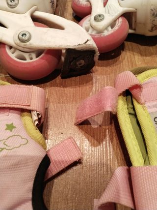 Patines en línea rosas y blancos talla de 34 a 37.