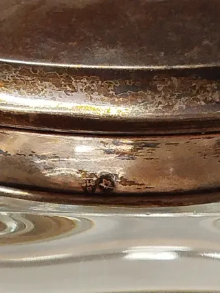 Antiguo juego de tocador y bandeja, cristal plata.