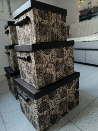 Cajas decorativas tela y madera