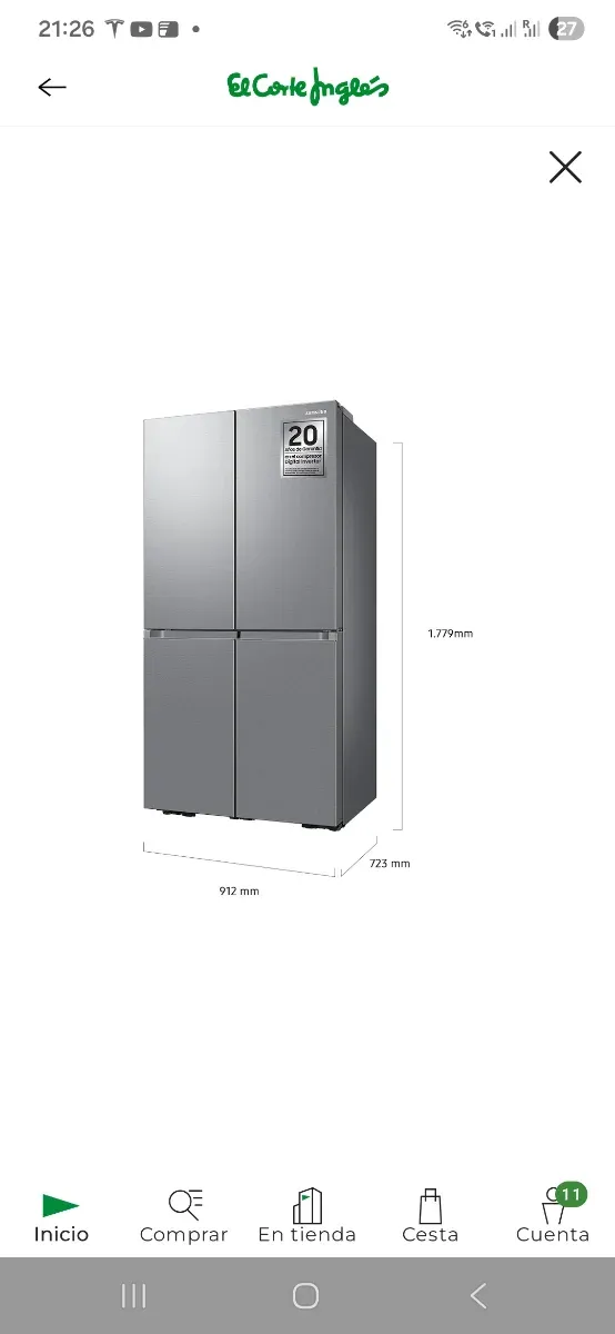Frigorífico americano Samsung SMART RF59C70TES9/ES