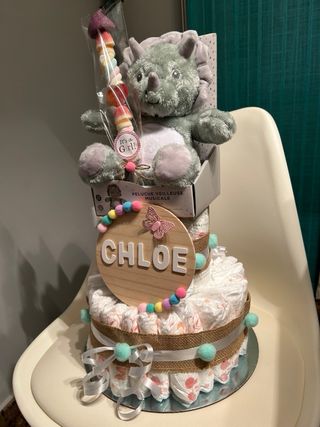 Tarta de pañales Dino