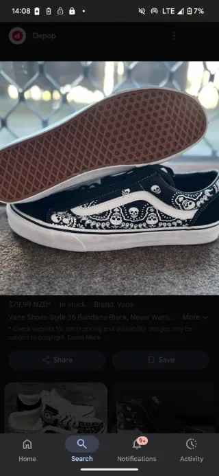 Vans Old Skool Bandana Calaveras Azul/Negro Talla