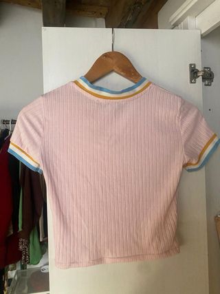 Crop top rosa canalé Bershka 34