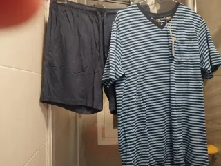 Pijama Hombre Talla L Rayas Azul/Blanco