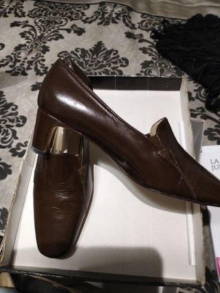 Zapatos piel mujer ejecutiva marrón T 35