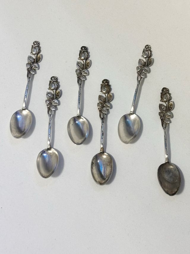 Juego 6 Cucharillas de Plata Ley