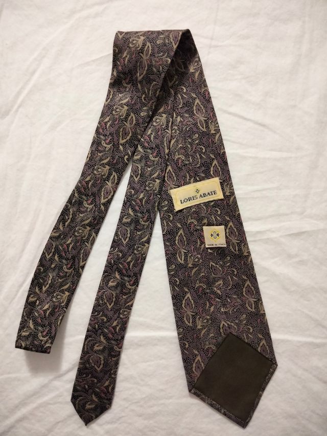 Cravatta Loris Abate Seta Fantasia Beige Grigio