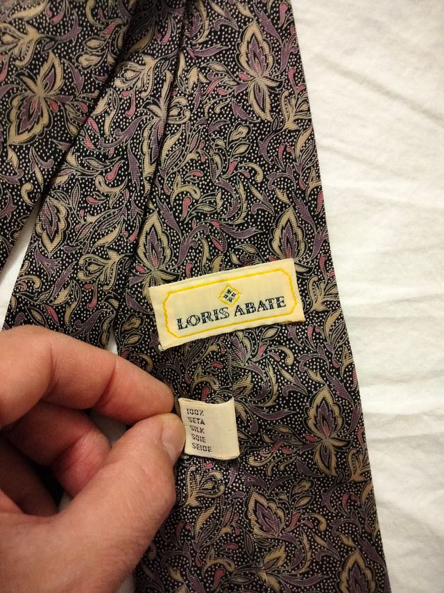 Cravatta Loris Abate Seta Fantasia Beige Grigio