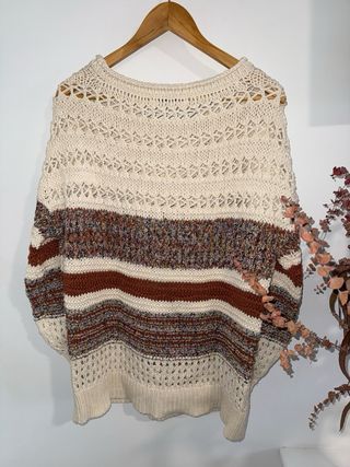 Jersey Zara oversize beige y marrón