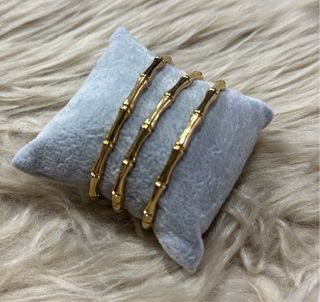Pulseras Doradas Estilo Bambú