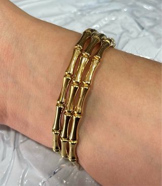 Pulseras Doradas Estilo Bambú