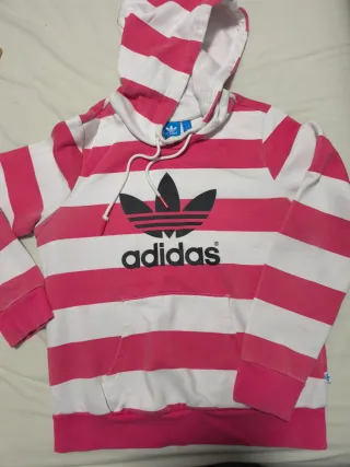Sudadera Adidas Mujer Rayas Rosa y Blanca