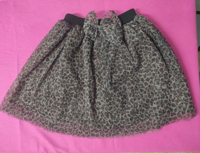 Falda niña tul animal print lazo