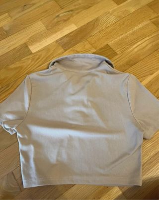 Top beige de canalé talla s