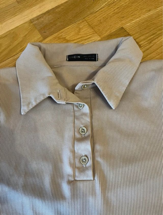 Top beige de canalé talla s