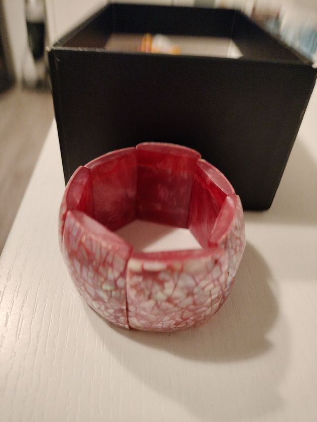 Bracciale Resina Madreperla Rosso Bianco