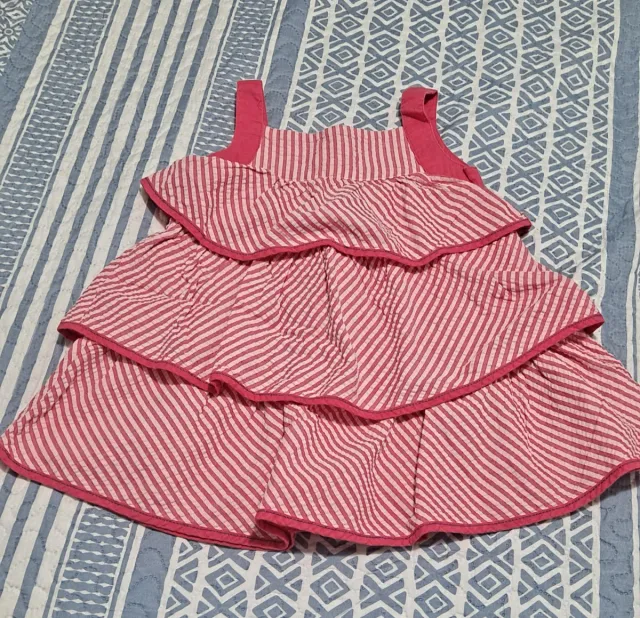 Vestido niña rosa rayas volantes