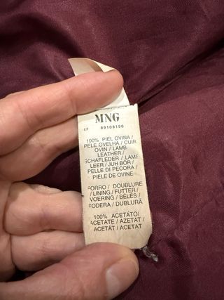 Cazadora de piel Mango granate