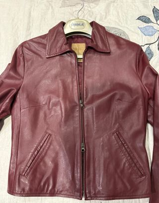 Cazadora de piel Mango granate