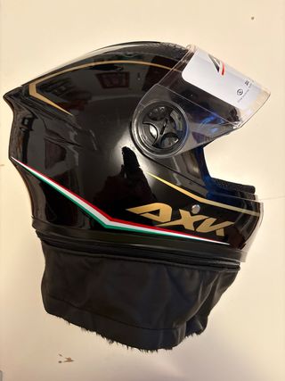 Casco Moto AXK Racing Negro Rayo Dorado