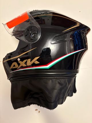 Casco Moto AXK Racing Negro Rayo Dorado