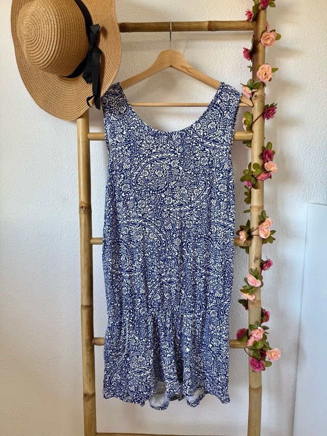 Mono corto estampado azul y blanco