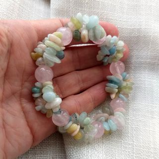 Pulsera elástica piedras naturales Morganita