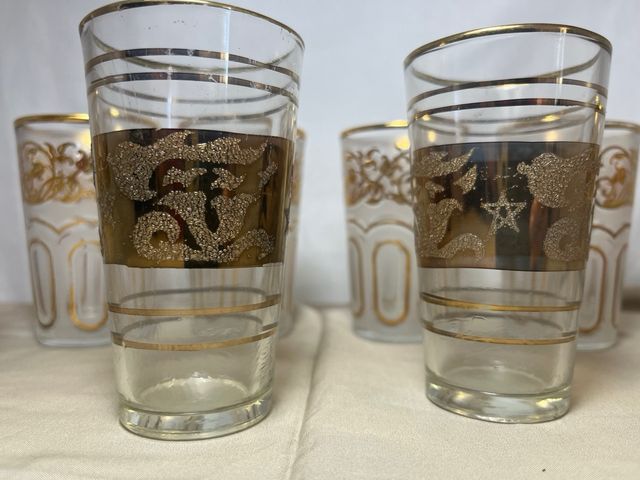 Juego de té árabe vintage en latón repujado