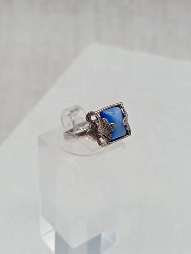 Anillo Vintage Plata 925 Ojo de Gato Azul