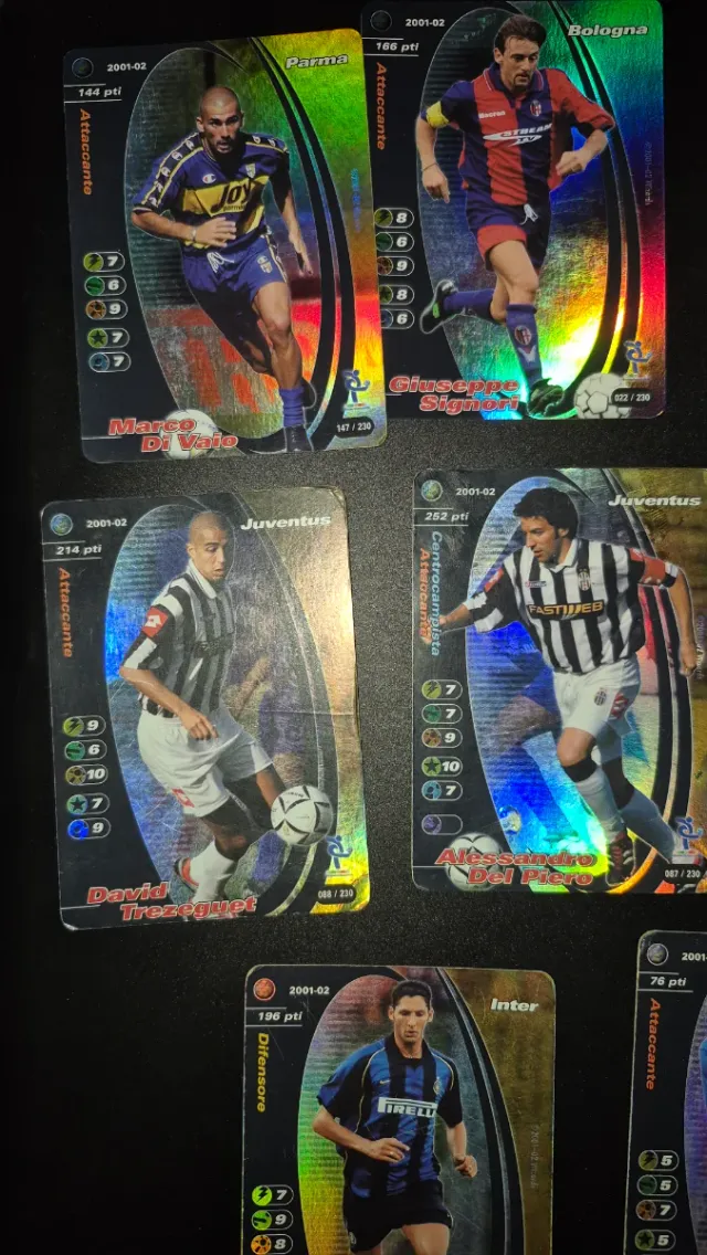 Lotto 8 carte football champions 2001-2002