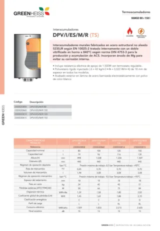 Depósito Agua Caliente GREENHEISS 100L