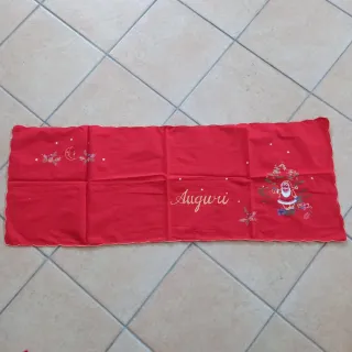 Runner Natale Ricamato Auguri Babbo Natale