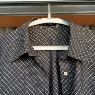 Camisa Lanidor 100% Algodão Preta Riscas Brancas