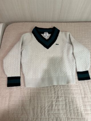 Jersey Lacoste Cable Knit V-Neck