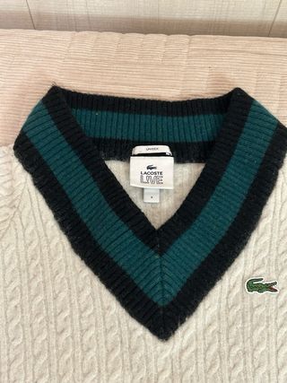 Jersey Lacoste Cable Knit V-Neck