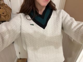 Jersey Lacoste Cable Knit V-Neck