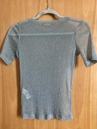Lote: Top plateado tirantes + Camiseta brillos