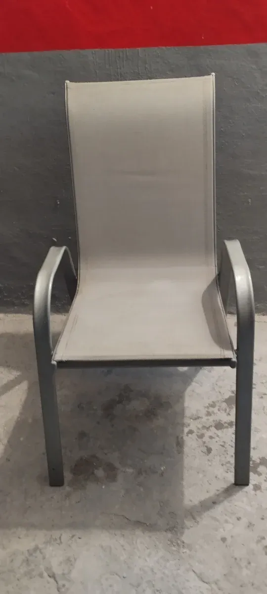 6 Sillas Metálicas Terraza Beige/Plata