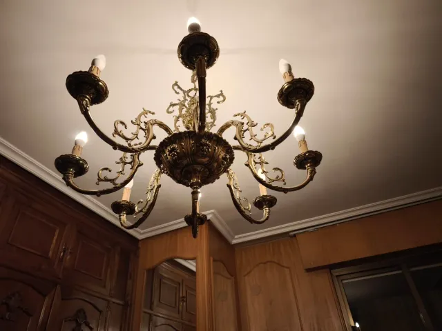 Lámpara araña bronce antigua. Como nueva