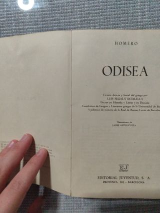 LIBRO: "Homero, La Odisea".