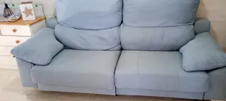 Sofá 2 plazas azul/gris muy cómodo