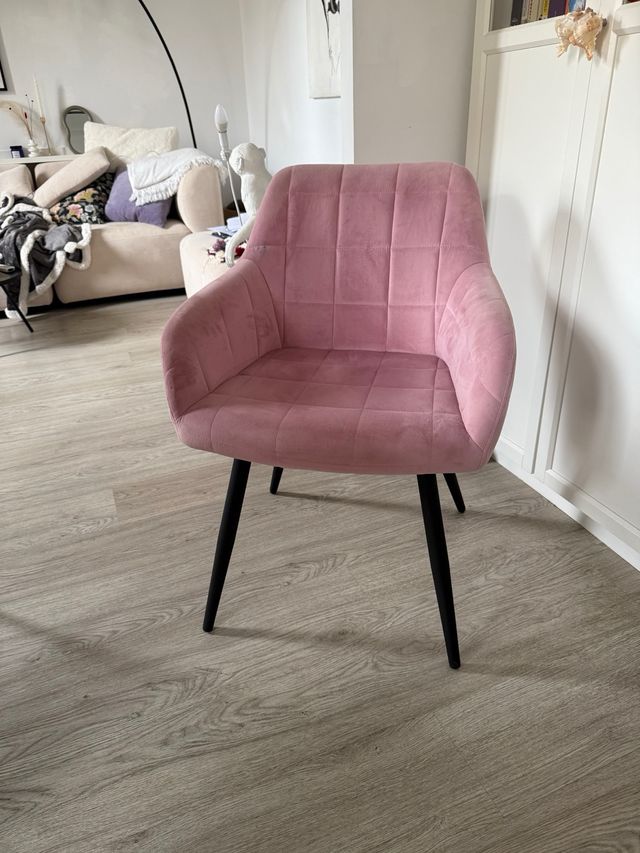 Silla de comedor/tocador rosa y negra