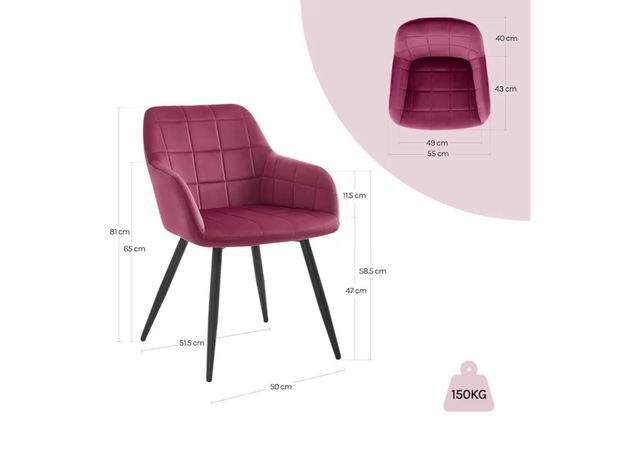 Silla de comedor/tocador rosa y negra