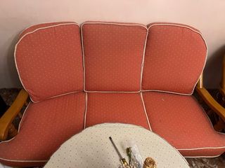 Sofá Tresillo Salón Tela y Madera