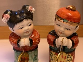 Coppia Statuette Porcellana Cinesi