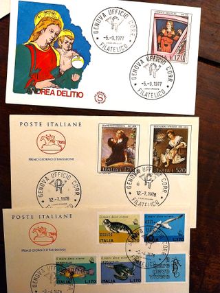 Lotto di 66 Francobolli su Buste Primo Giorno