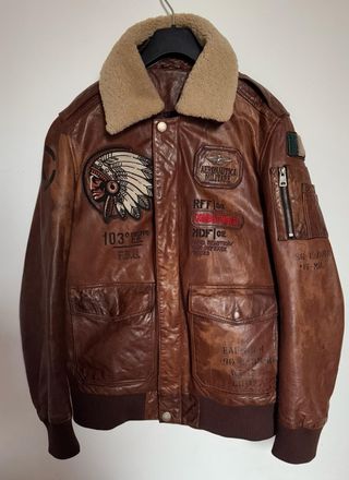 AERONAUTICA CHAQUETA CUERO MARRON HOMBRE S