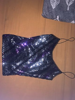 Top lentejuelas mujer negro/morado 