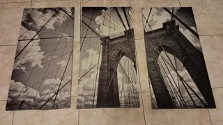 Quadro Decorativo Ponte Nova York Preto e Cinza